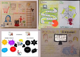 Kolaż prac-"Dobre i złe strony Internetu"
