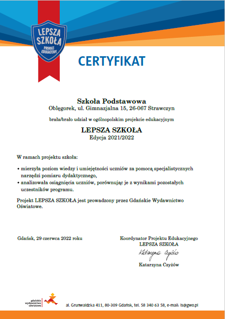 certyfikat lepsza szkola