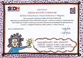 Certyfikat "Szkoła kultury uczenia się" za uczestnictwo w pilotażowym projekcie realizowanym przez Świętokrzyskie Centrum Doskonalenia Nauczycieli